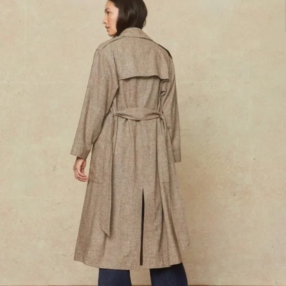 NEW NWT Christy Dawn The Marlow Trench Tobacco Specks Jacket Coat - Picture 5 of 10